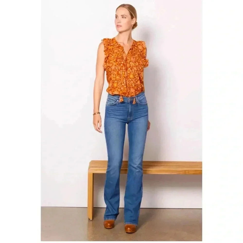 🩵SUNDRY Sienna Flutter Sleeve Blouse Size Boho Prairie Cottagecore Large - Picture 4 of 13